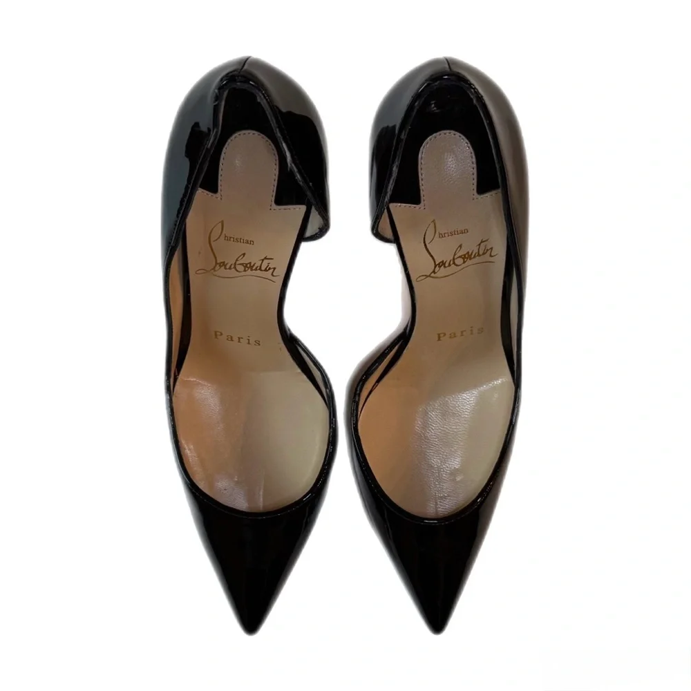 Christian Louboutin Iriza Glossy Black Heels with Iconic Red Soles - Picture 3 of 13